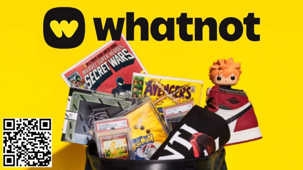 Whatnot avis : logo et exemples de produits vendus sur la plateforme