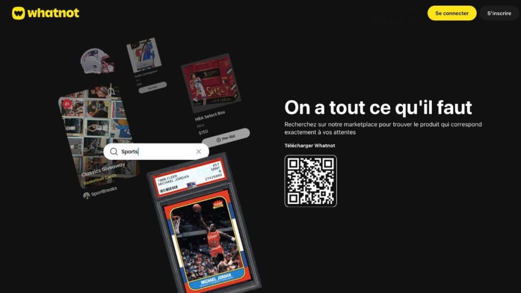 Whatnot avis : recherche de cartes de sport sur la marketplace