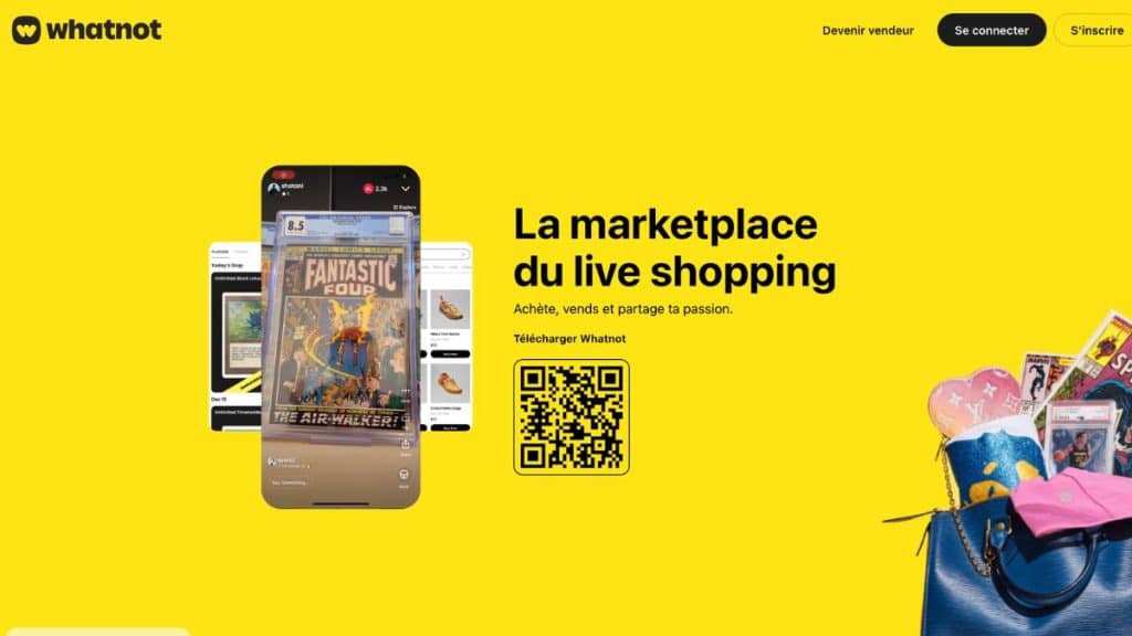 Interface de Whatnot, application de live shopping évaluée dans cet avis